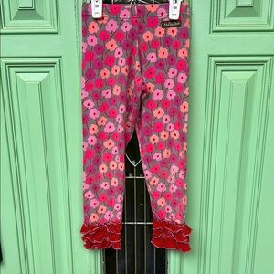 Matilda Jane Girls Size 6 Pink and Red Floral Ruffle Leggings